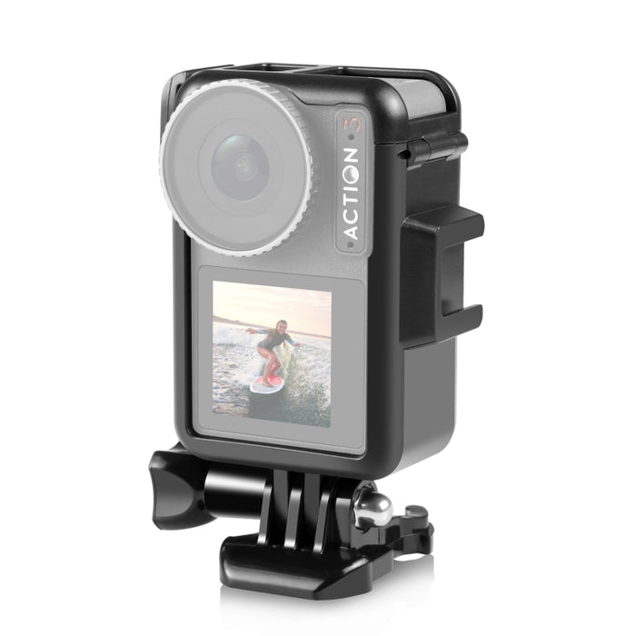 Für DJI Osmo Action 4/3 PULUZ Vertikaler Kunststoff-Schutzrahmenkäfig mit Kaltschuhen, vertikaler Kunststoffkäfig