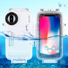 PULUZ - Funda impermeable para iPhone X/XS (40 m/130 pies), carcasa subacuática para tomar fotografías y videos, para iPhone X/XS (blanco), para iPhone X/XS (transparente), para iPhone X/XS (negro)