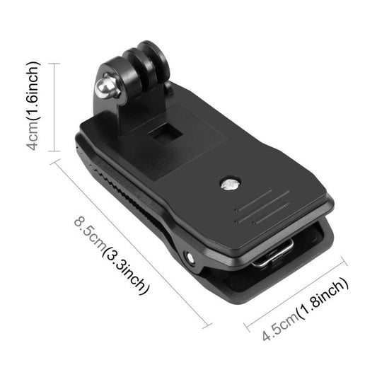 PULUZ 4 in 1 360 Degree Rotating Backpack Hat QR Clip Rec-mounts with Phone Clamp Kit