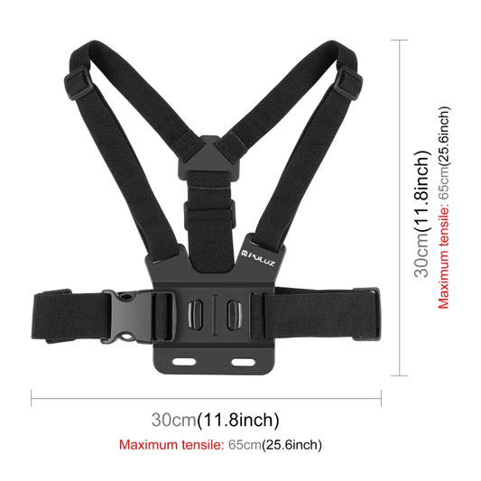 PULUZ  5 in 1 Adjustable Body Mount Belt Chest Strap with Phone Clamp & J Hook Mount & Long Screw Kit