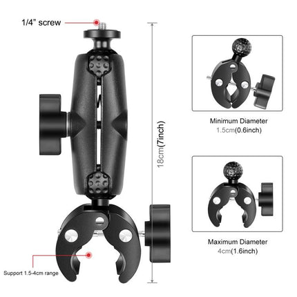 PULUZ Motorcycle Crab Clamp Handlebar Fixed Mount Holder for GoPro and Other Action Cameras