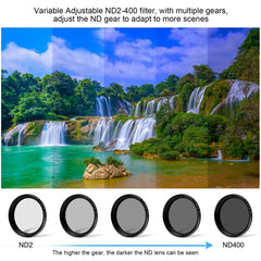 For GoPro HERO12 Black /11 Black /11 Black Mini /10 Black /9 Black PULUZ 52mm UV ND2-400 Filter with Adapter Ring, UV ND2-400 Filter