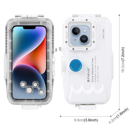 PULUZ 40 m/130 ft wasserdichte Tauchhülle für iPhone 16/15/15 Pro/14/14 Pro/13/13 Pro/12/12 Pro, mit Einwegventil für Foto- und Videoaufnahmen unter Wasser, Gehäuseabdeckung, für iPhone 14/14 Pro