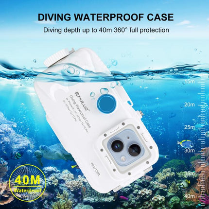 PULUZ 40 m/130 ft wasserdichte Tauchhülle für iPhone 16/15/15 Pro/14/14 Pro/13/13 Pro/12/12 Pro, mit Einwegventil für Foto- und Videoaufnahmen unter Wasser, Gehäuseabdeckung, für iPhone 14/14 Pro