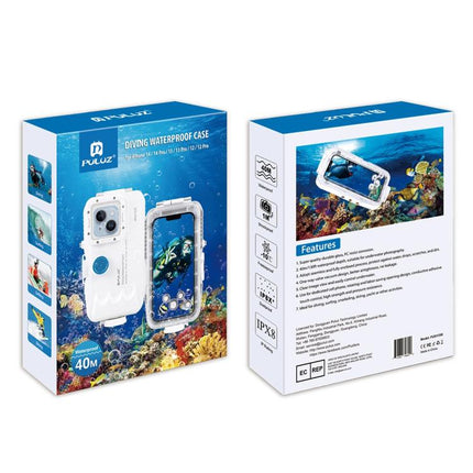PULUZ 40 m/130 ft wasserdichte Tauchhülle für iPhone 16/15/15 Pro/14/14 Pro/13/13 Pro/12/12 Pro, mit Einwegventil für Foto- und Videoaufnahmen unter Wasser, Gehäuseabdeckung, für iPhone 14/14 Pro