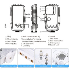 PULUZ 40m/130ft Waterproof Diving Case for iPhone 16 / 15 / 15 Pro / 14 / 14 Pro / 13 / 13 Pro / 12 / 12 Pro, with One-way Valve Photo Video Taking Underwater Housing Cover, For iPhone 14 / 14 Pro