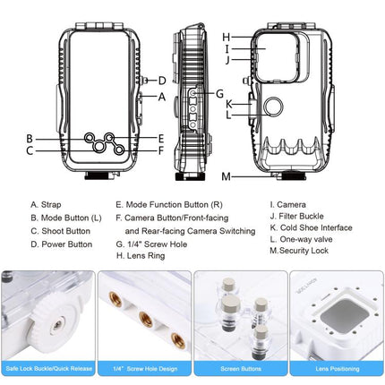 PULUZ 40m/130ft Waterproof Diving Case for 15 Pro Max / 15 Plus / iPhone 14 Plus / 14 Pro Max / 13 Pro Max / 12 Pro Max / 11 Pro Max, with One-way Valve Photo Video Taking Underwater Housing Cover, For iPhone 15 Pro Max / 15 Plus / 14 Plus             ...