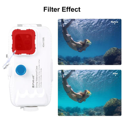 PULUZ 40m/130ft Waterproof Diving Case for 15 Pro Max / 15 Plus / iPhone 14 Plus / 14 Pro Max / 13 Pro Max / 12 Pro Max / 11 Pro Max, with One-way Valve Photo Video Taking Underwater Housing Cover, For iPhone 15 Pro Max / 15 Plus / 14 Plus             ...