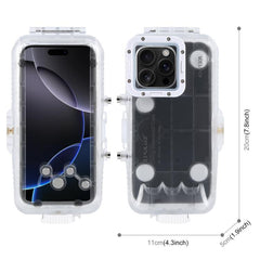 For iPhone 16 Pro Max PULUZ 40m/130ft Waterproof Diving Case with One-way Valve Photo Video Taking Underwater Housing Cover, For iPhone 16 Pro Max (Transparent)