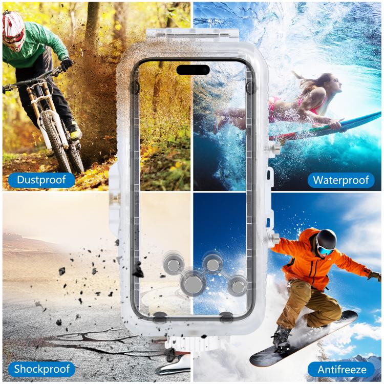 For iPhone 16 Pro Max PULUZ 40m/130ft Waterproof Diving Case with One-way Valve Photo Video Taking Underwater Housing Cover, For iPhone 16 Pro Max (Transparent)