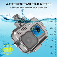 For GoPro HERO13 Black /12 Black /11 Black /10 Black /9 Black PULUZ 40m Waterproof Housing Aluminum Alloy Protective Case