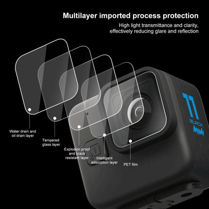 Película de vidrio templado para lente PULUZ 2 piezas para GoPro Hero11 Black Mini, para GoPro Hero11 Black Mini