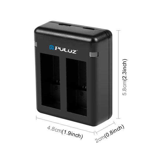 PULUZ USB Dual Batteries Charger for GoPro HERO12 Black /11 Black /10 Black /9 Black, For GoPro Hero11 /10 /9