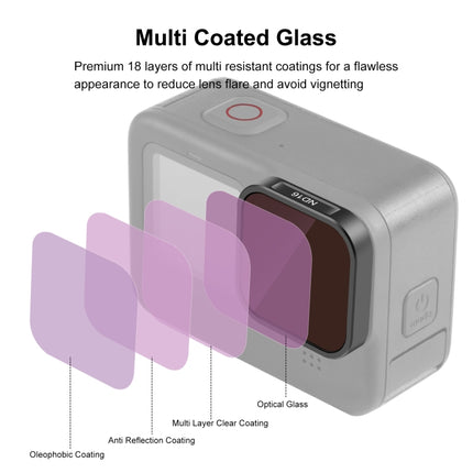 Filtro de lente ND16 para cámara de acción PULUZ para GoPro Hero11 Black / Hero11 Black mini / HERO10 Black / HERO9 Black, ND16