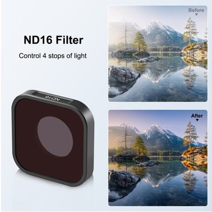 Filtro de lente ND16 para cámara de acción PULUZ para GoPro Hero11 Black / Hero11 Black mini / HERO10 Black / HERO9 Black, ND16