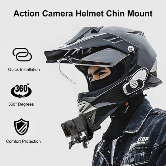 PULUZ Motorcycle Helmet Chin Clamp Mount for GoPro and Other Action Cameras, Helmet Chin Clamp Mount