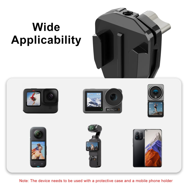 PULUZ Motorrad-Windschutzscheiben-Actionkamera-Halterungsclip für GoPro Hero12 Black / DJI Osmo Action 4 / Insta360 X4 / Ace Pro und andere Actionkameras, Windschutzscheiben-Halterungsclip