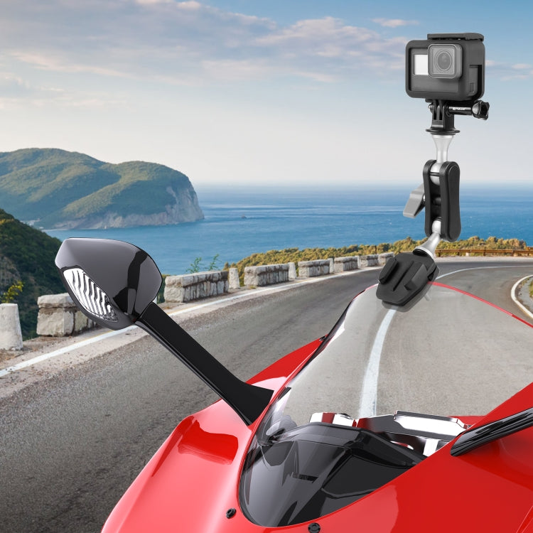 PULUZ Motorrad-Windschutzscheiben-Actionkamera-Halterungsclip für GoPro Hero12 Black / DJI Osmo Action 4 / Insta360 X4 / Ace Pro und andere Actionkameras, Windschutzscheiben-Halterungsclip