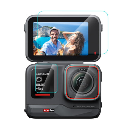 Para Insta360 Ace Pro PULUZ 3 en 1 Pantalla trasera y frontal + Película de vidrio templado para lente, para Insta360 Ace Pro
