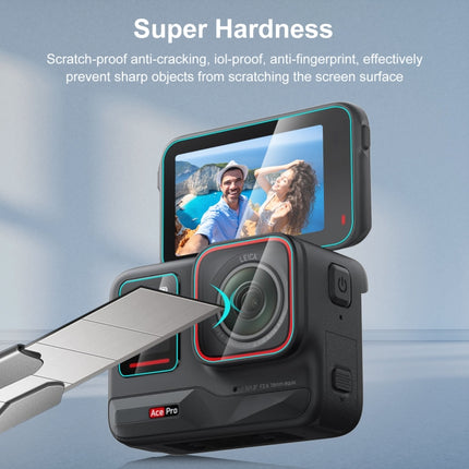 Para Insta360 Ace Pro PULUZ 3 en 1 Pantalla trasera y frontal + Película de vidrio templado para lente, para Insta360 Ace Pro