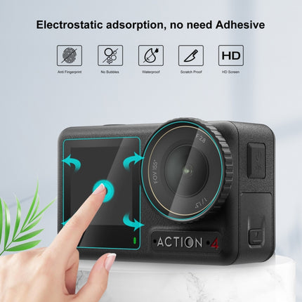 Para DJI Osmo Action 4 PULUZ 3 en 1 Lente frontal y trasera Pantalla de vidrio templado Película a prueba de explosiones, para DJI Osmo Action 4