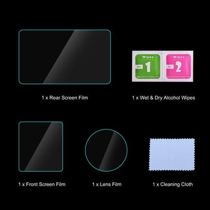 Para DJI Osmo Action 4 PULUZ 3 en 1 Lente frontal y trasera Pantalla de vidrio templado Película a prueba de explosiones, para DJI Osmo Action 4