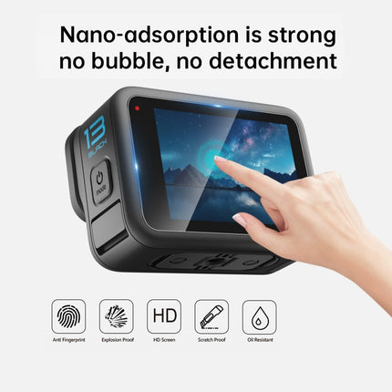 Para GoPro HERO13 Black PULUZ 3 en 1 Lente y pantalla frontal y trasera Película de vidrio templado 9H 2.5D, para GoPro HERO13 Black