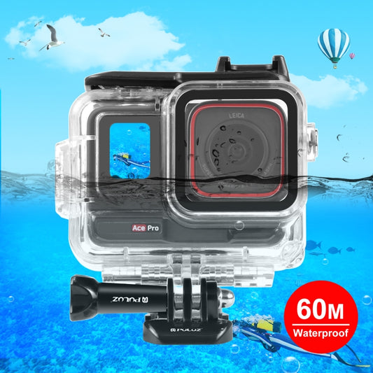 For Insta360 Ace Pro PULUZ 60m Underwater Waterproof Housing Case with Base Adapter & Screw, Underwater Case