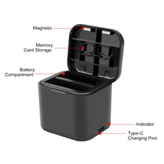 For Insta360 Ace Pro / Ace PULUZ Battery Charging Box Battery & Memory Card Storage Case, Battery Charging Box