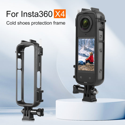 For Insta360 X4 PULUZ Cold Shoe PC Plastic Protective Frame with Adapter Mount & Screw, Cold Shoe PC Frame