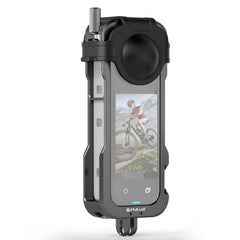 Für Insta360 X4 PULUZ Metall Schutz Käfig Rig Gehäuse Rahmen mit Objektiv Abdeckung, Metall Schutz Käfig