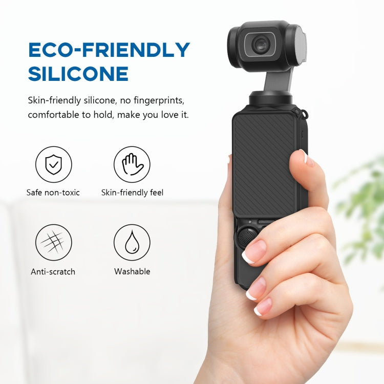 Für DJI OSMO Pocket 3 PULUZ 2-in-1-Silikonschutzhüllen-Set mit Riemen, Silikonschutzhülle (grau), Silikonschutzhülle (blau), Silikonschutzhülle (schwarz)