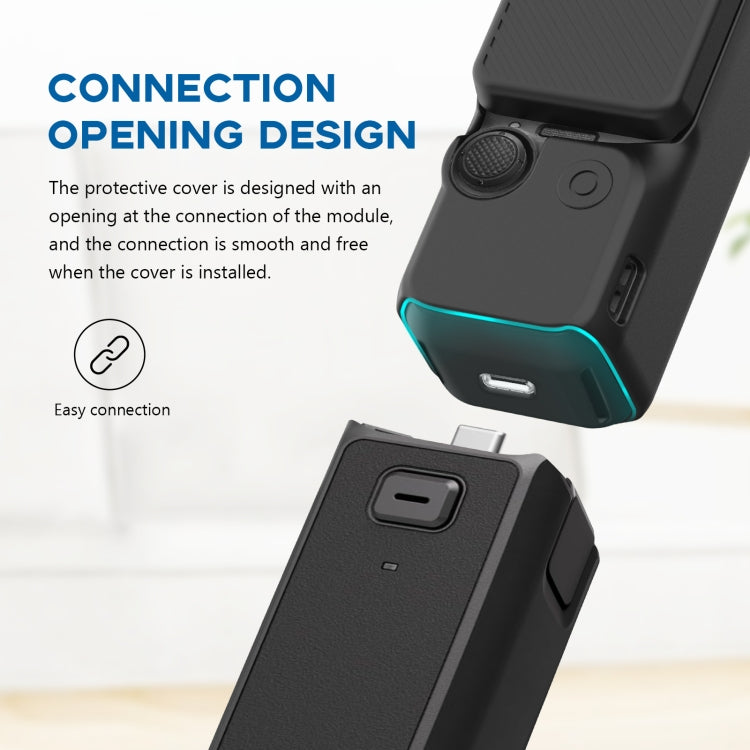 Für DJI OSMO Pocket 3 PULUZ 2-in-1-Silikonschutzhüllen-Set mit Riemen, Silikonschutzhülle (grau), Silikonschutzhülle (blau), Silikonschutzhülle (schwarz)