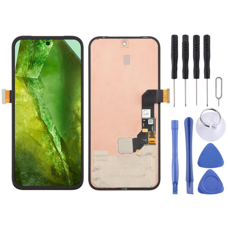 For Google Pixel 8A GKV4X G6GPR G8HHN Original LCD Screen Digitizer Full Assembly with Frame, Including Fingerprint Flex Cable