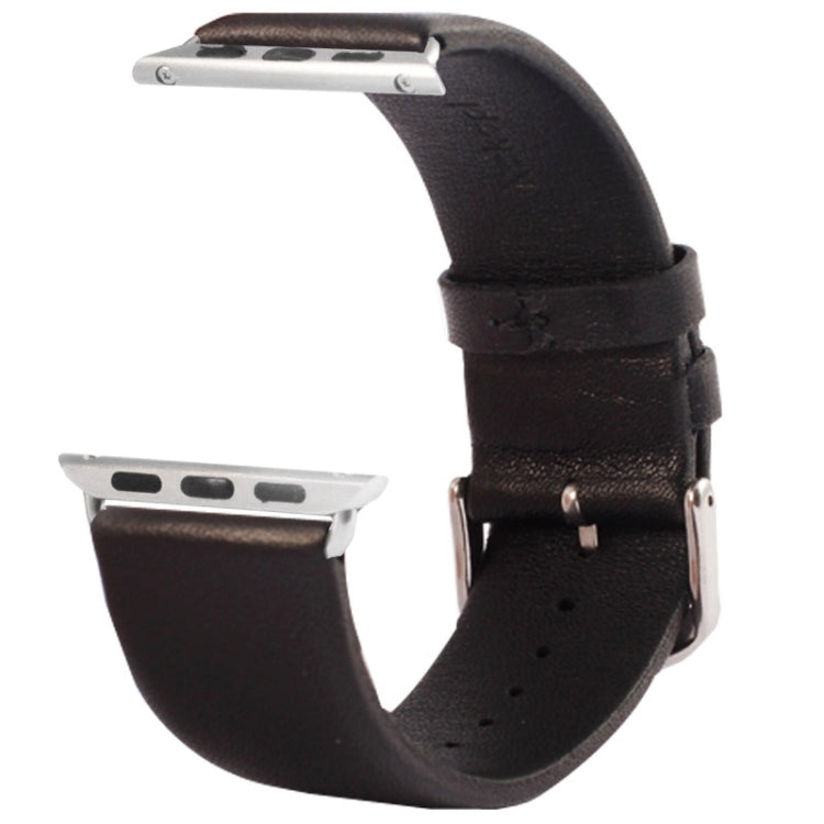 Kakapi for Apple Watch 42mm Subtle Texture Brushed Buckle Genuine Leather Watch Band with Connector
