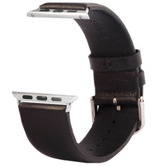 Kakapi for Apple Watch 42mm Subtle Texture Brushed Buckle Genuine Leather Watch Band with Connector
