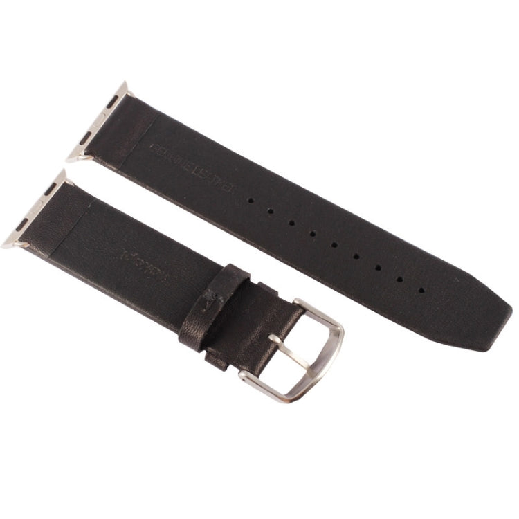 Kakapi for Apple Watch 42mm Subtle Texture Brushed Buckle Genuine Leather Watch Band with Connector