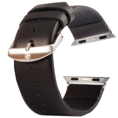 Kakapi for Apple Watch 42mm Subtle Texture Brushed Buckle Genuine Leather Watch Band with Connector