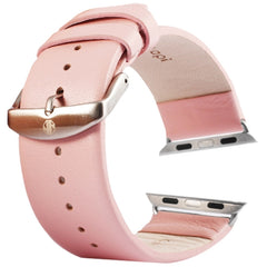 Kakapi for Apple Watch 42mm Subtle Texture Brushed Buckle Genuine Leather Watch Band with Connector