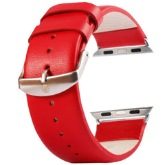Kakapi for Apple Watch 42mm Subtle Texture Brushed Buckle Genuine Leather Watch Band with Connector
