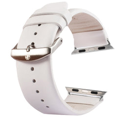 Kakapi for Apple Watch 42mm Subtle Texture Brushed Buckle Genuine Leather Watch Band with Connector