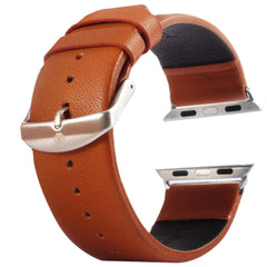 Kakapi for Apple Watch 42mm Subtle Texture Brushed Buckle Genuine Leather Watch Band with Connector