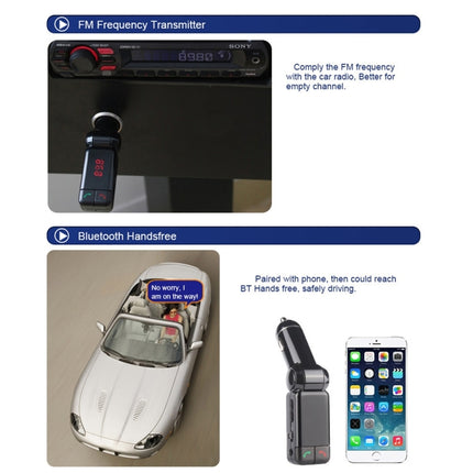 BC-06 Bluetooth Car Kit FM Transmitter Car MP3 Player with LED Display 2 USB Charger & Handsfree Function, BC06