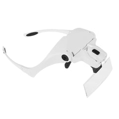 5 Lens 1.0X-3.5X Loupe Glasses Bracket Headband Magnifier with 2 LED Lights Eye Magnification Goggles Magnifying Tool, 5 Lens 1.0X-3.5X (White)