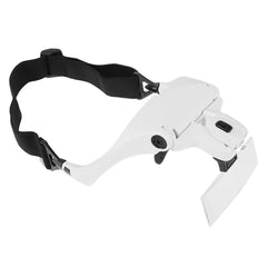 5 Lens 1.0X-3.5X Loupe Glasses Bracket Headband Magnifier with 2 LED Lights Eye Magnification Goggles Magnifying Tool, 5 Lens 1.0X-3.5X (White)