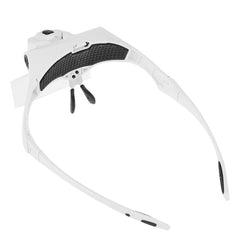 5 Lens 1.0X-3.5X Loupe Glasses Bracket Headband Magnifier with 2 LED Lights Eye Magnification Goggles Magnifying Tool, 5 Lens 1.0X-3.5X (White)