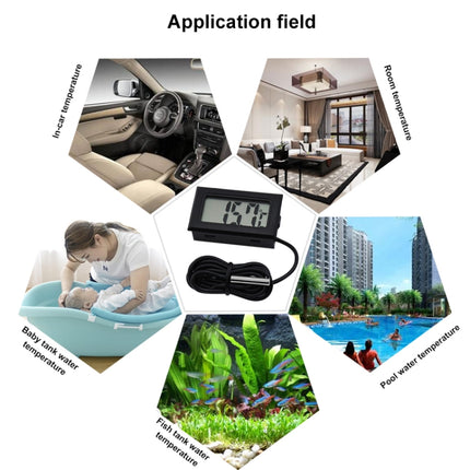 Mini LCD Digital Thermometer for Fridge Freezer, Insert Size 46mm x 26.6mm, Cable Length 1m