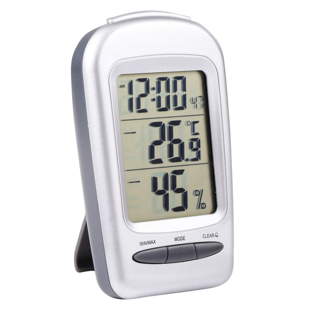 LCD Digital Desk Indoor Thermometer Hygrometer with Date / Clock / Freezing Warning