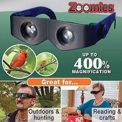 Zoomies 400% Magnification Magnifying Headband Magnifiers Glasses Telescope, 4X