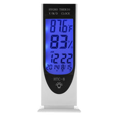 HTC-8 Luminous LCD Digital LED Night Light Thermometer Backlight Hygrometer Humidity Meter, with Alarm / Date / Clock / Calendar, HTC-8